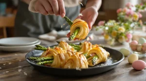 Je prépare toujours ces feuilletés aux asperges à l’avance pour être tranquille à Pâques