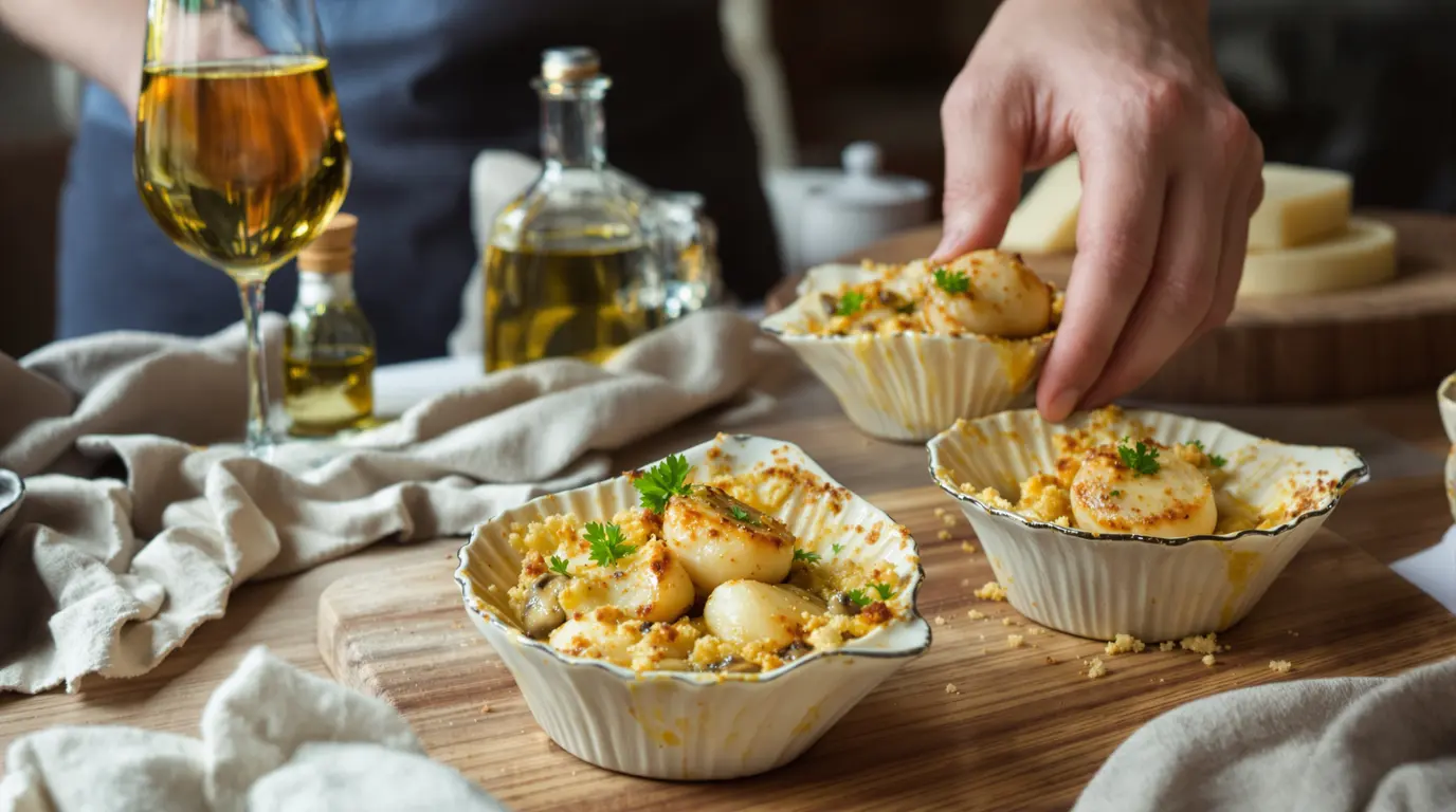 Recette coquille saint-jacques à la bretonne champignons... recette coquille saint-jacques à la bretonne champignons