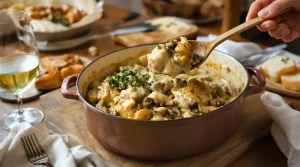 recette pintade en cocotte champignons crème fraîche